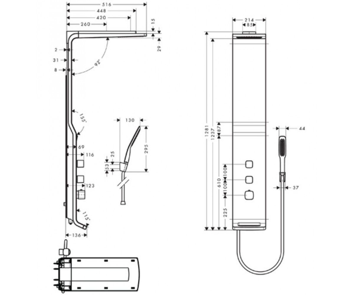 Душевая система  RAINDANCE RAINFLOW 27008400:Чертеж 