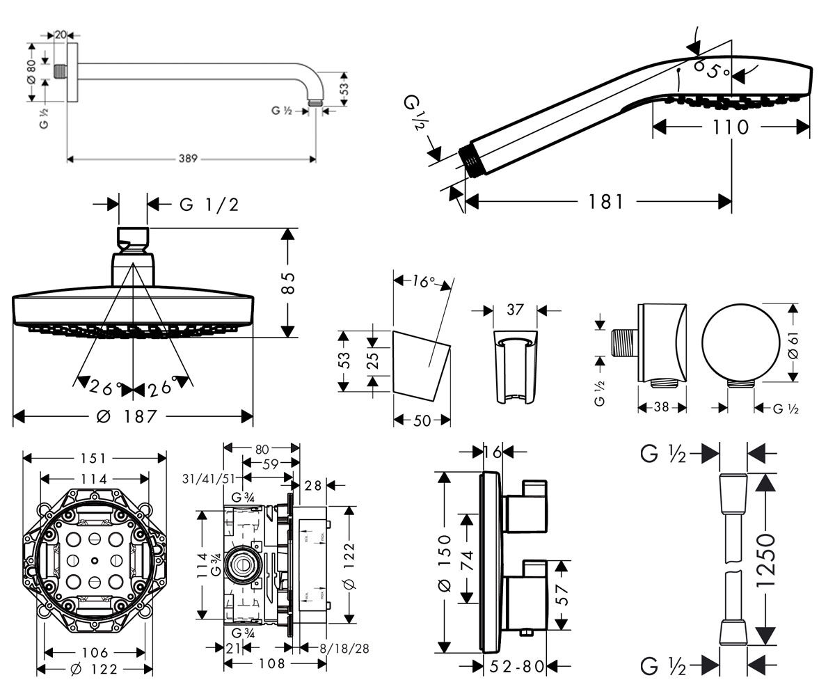 Душ  CROMA SELECT S 27295000:Чертеж 
