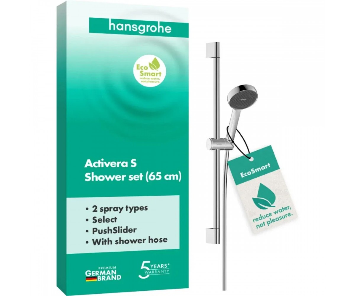28044000 HG Activera Select S душовий набір для душа 95 2jet EcoSmart зі стійкою 65 cm, хром (1 сорт)  28044000:Фото 3