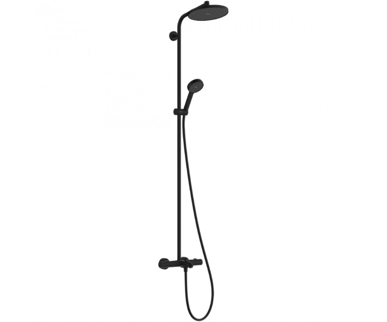 28871670 HG Activera S Душова система Showerpipe 240 1jet EcoSmart з термостатом на ванну Ecostat Fine, чорний матовий (1 сорт) HANSGROHE  28871670 28871670