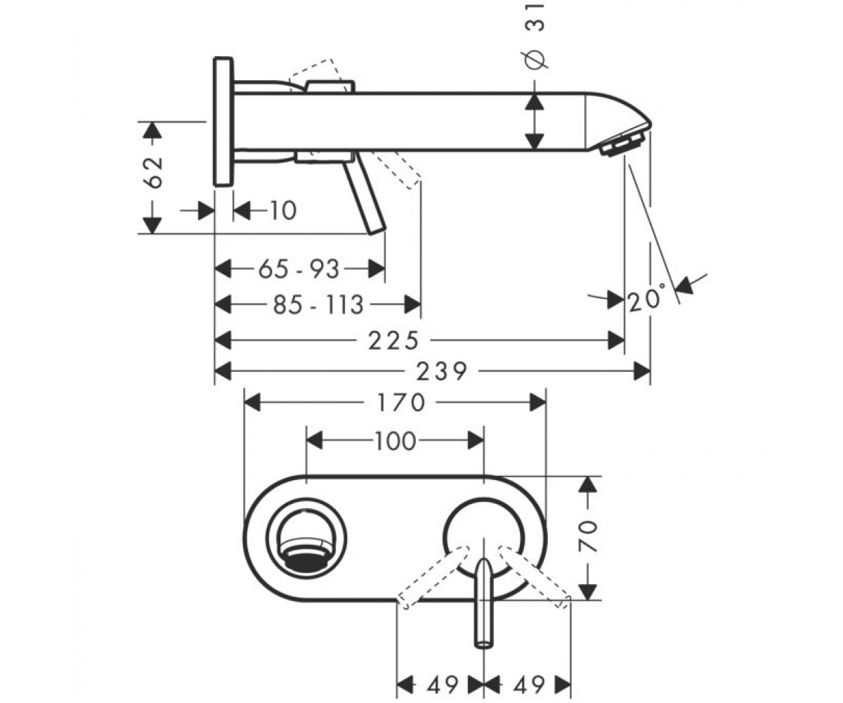 Смеситель для раковины  TALIS S 31611000:Чертеж 