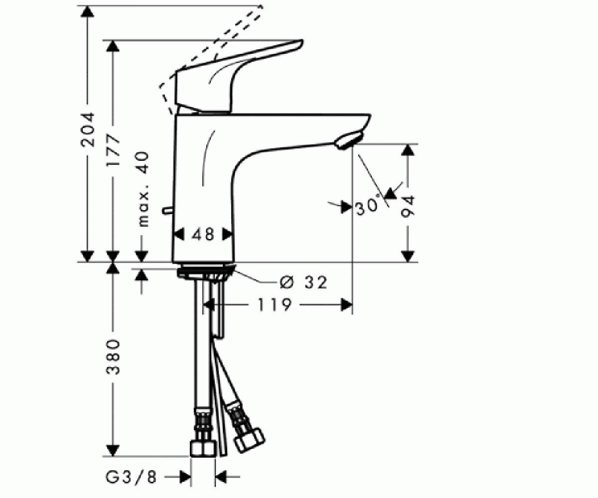Смеситель для раковины  FOCUS 31621000:Чертеж 
