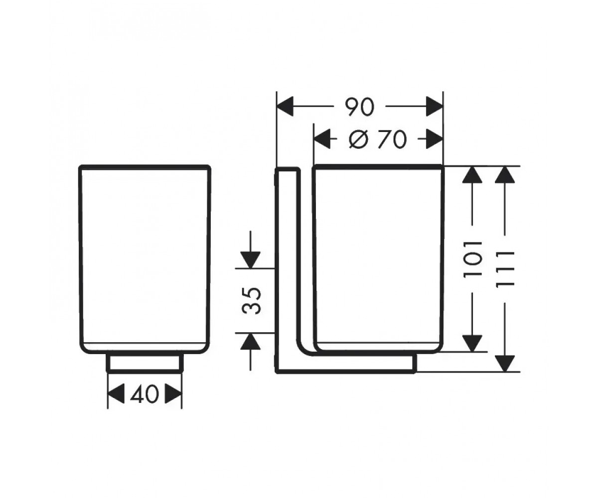 Стакан для ванной  UNIVERSAL RECTANGULAR 42604000:Чертеж 