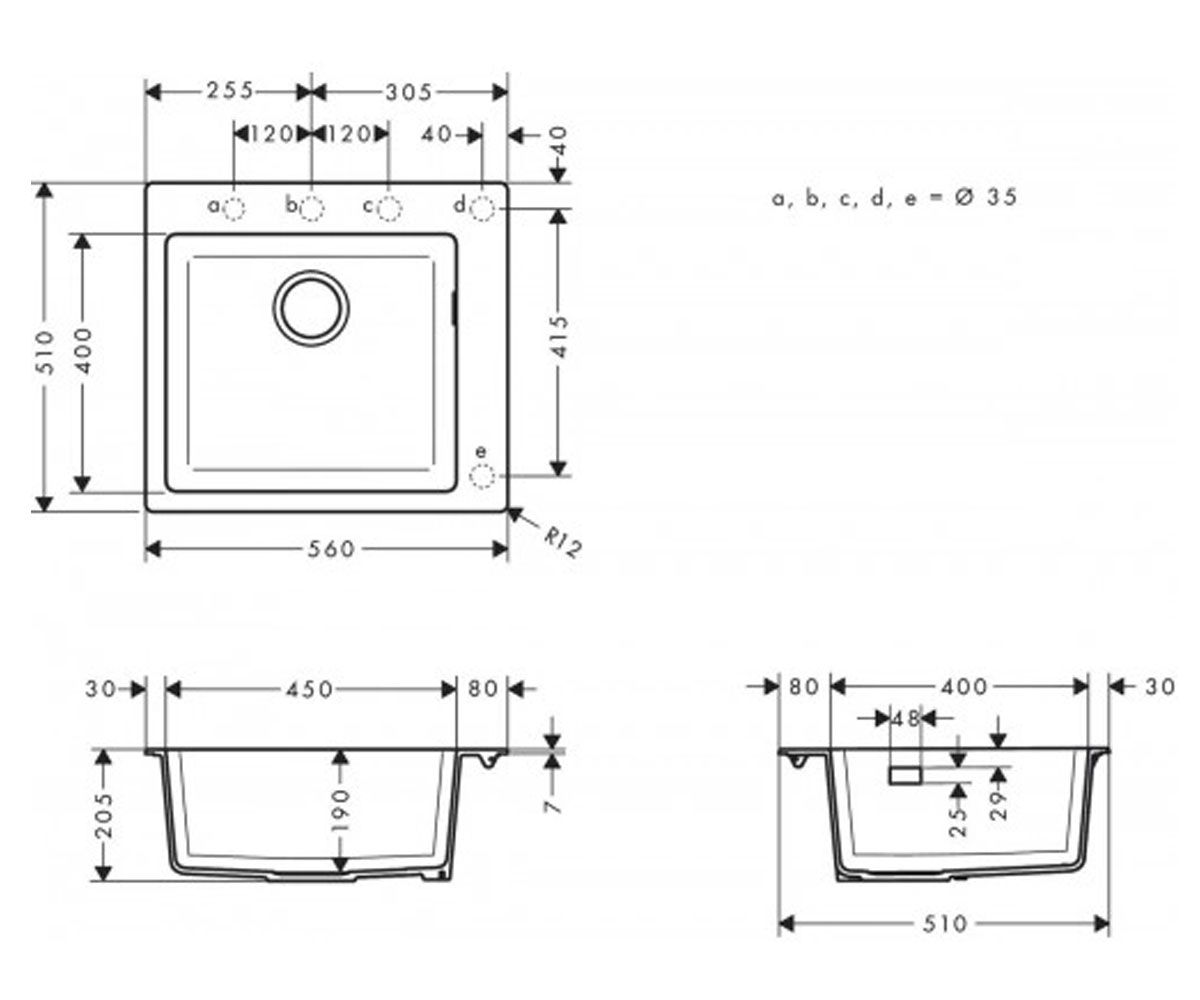 Кухонная мойка  S51 S510-F450 43312380:Чертеж 