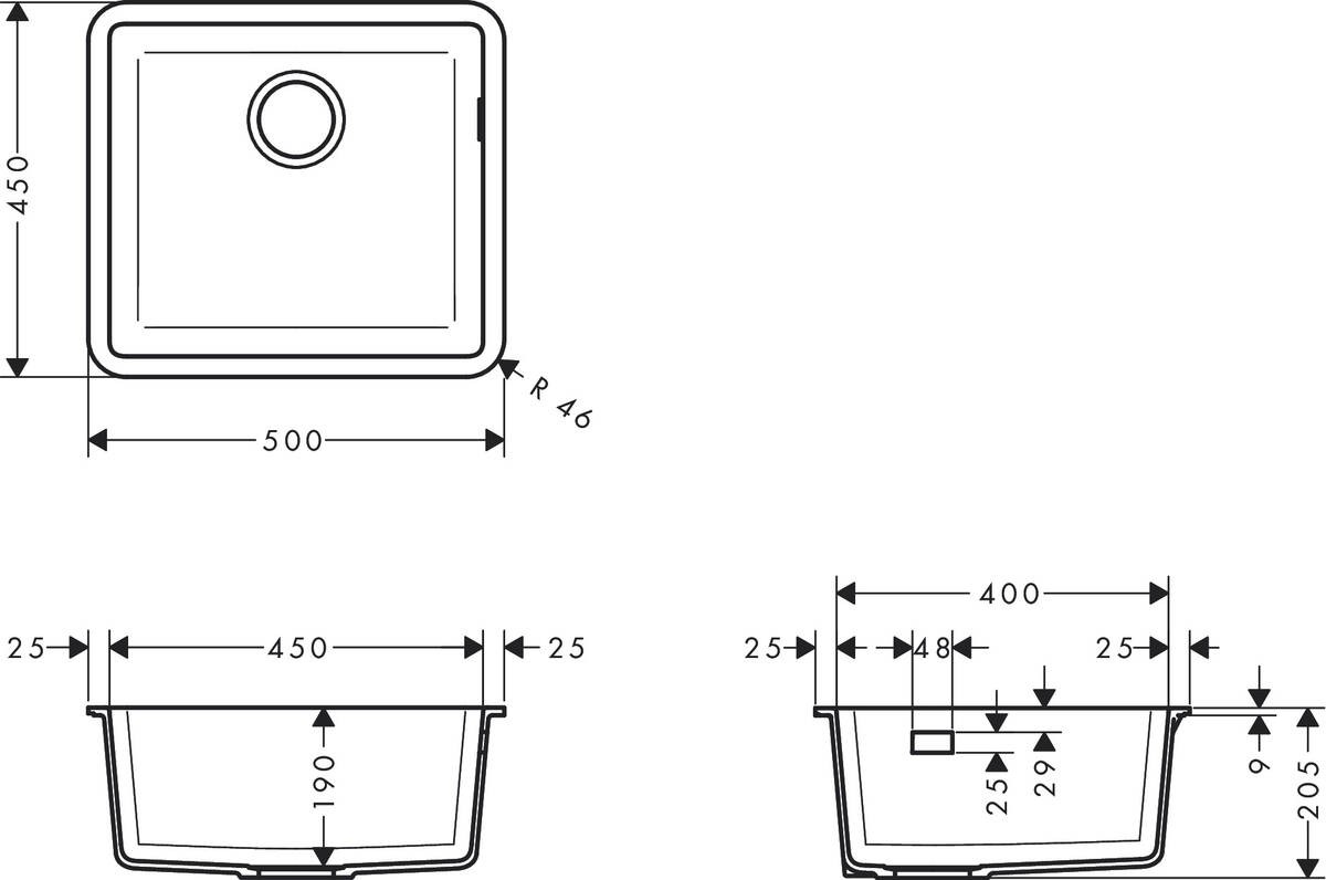 Мойка гранитная  S51 S510-U450 43431380:Чертеж 