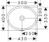 Овальный умывальник с переливом  XUNIVA D 60152450:Чертеж 