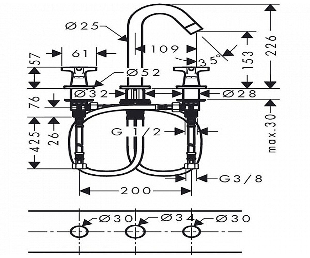 Смеситель  LOGIS CLASSIC 71323000:Чертеж 