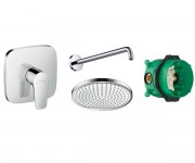 Змішувач для душу з верхнім душем HANSGROHE TALIS E 71765000+26723000+27413000+01800180