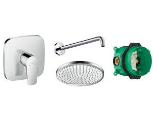 Змішувач для душу з верхнім душем HANSGROHE TALIS E 71765000+26723000+27413000+01800180