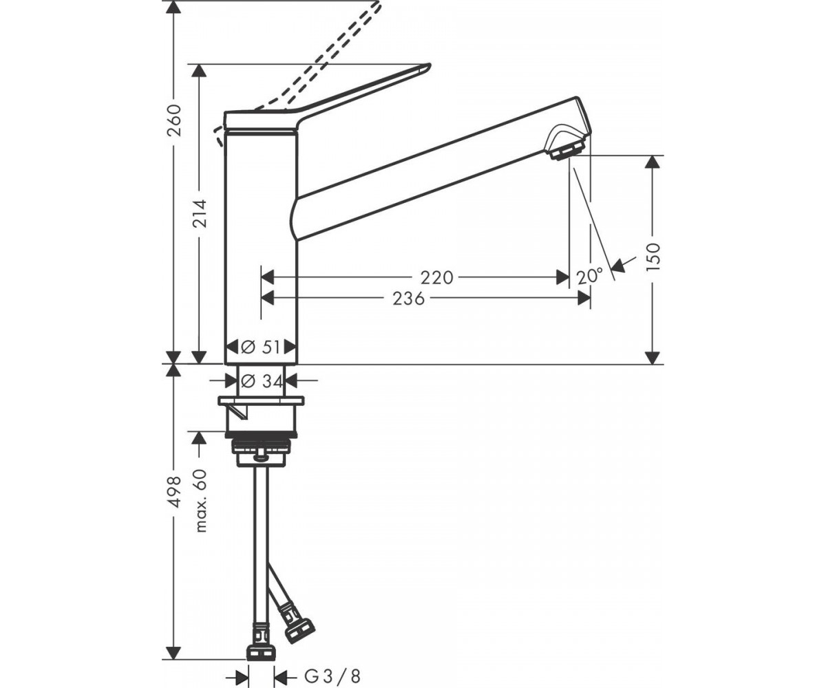 Кухонный смеситель  ZESIS M33 74802800:Чертеж 