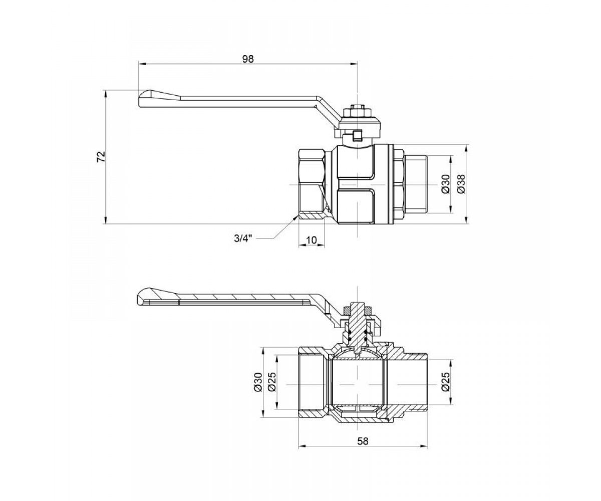Кран шаровой 1/2 прямой  87350AE11:Чертеж 