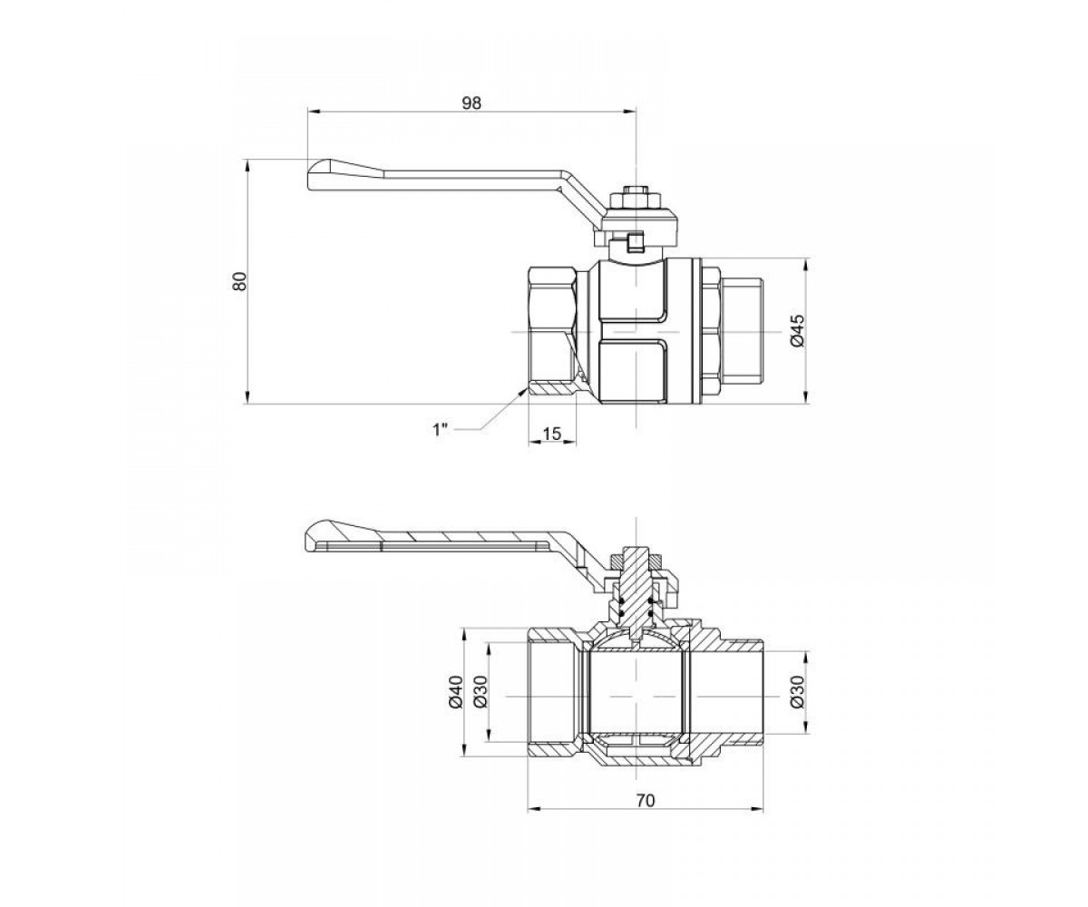 Кран шаровой 1/2 прямой  87350AF11:Чертеж 