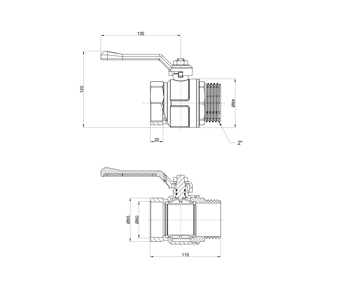 Кран шаровой Icma 2 прямой №352  87352AJ11:Чертеж 