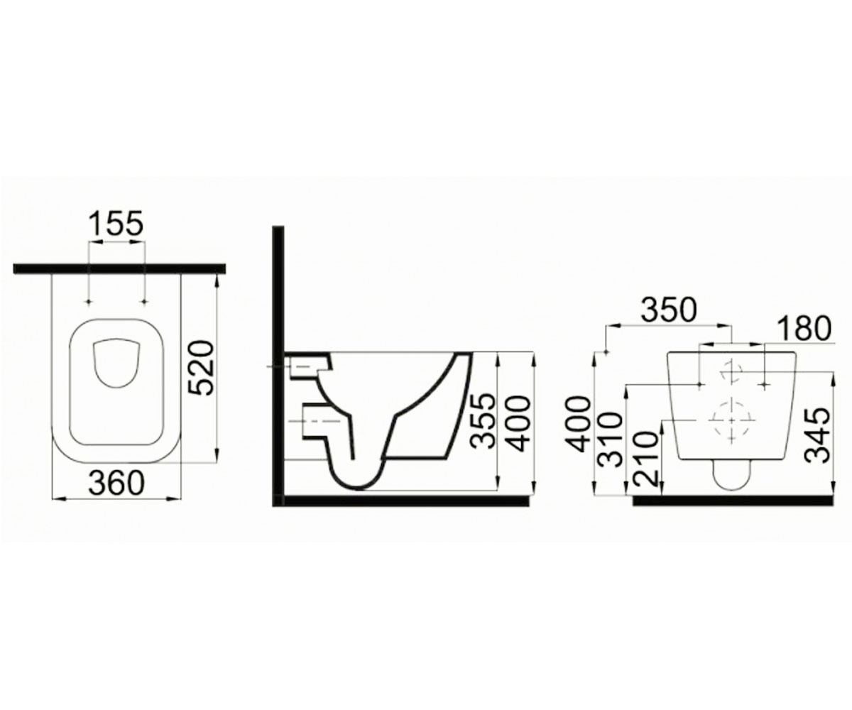 Унитаз подвесной  HALLEY 3204-2616-1201:Чертеж 