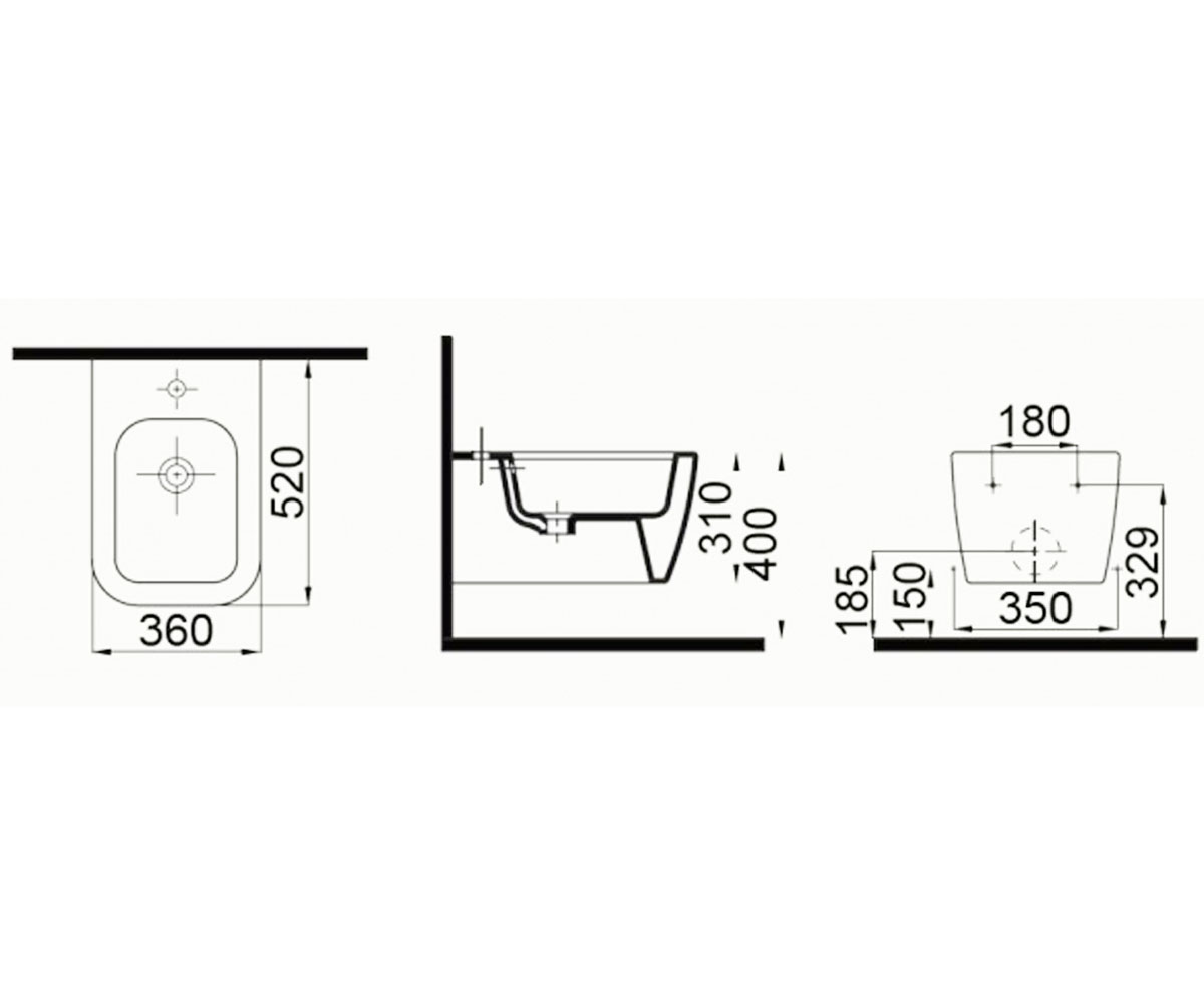 Биде подвесное  HALLEY 3206-2605-1101:Чертеж 