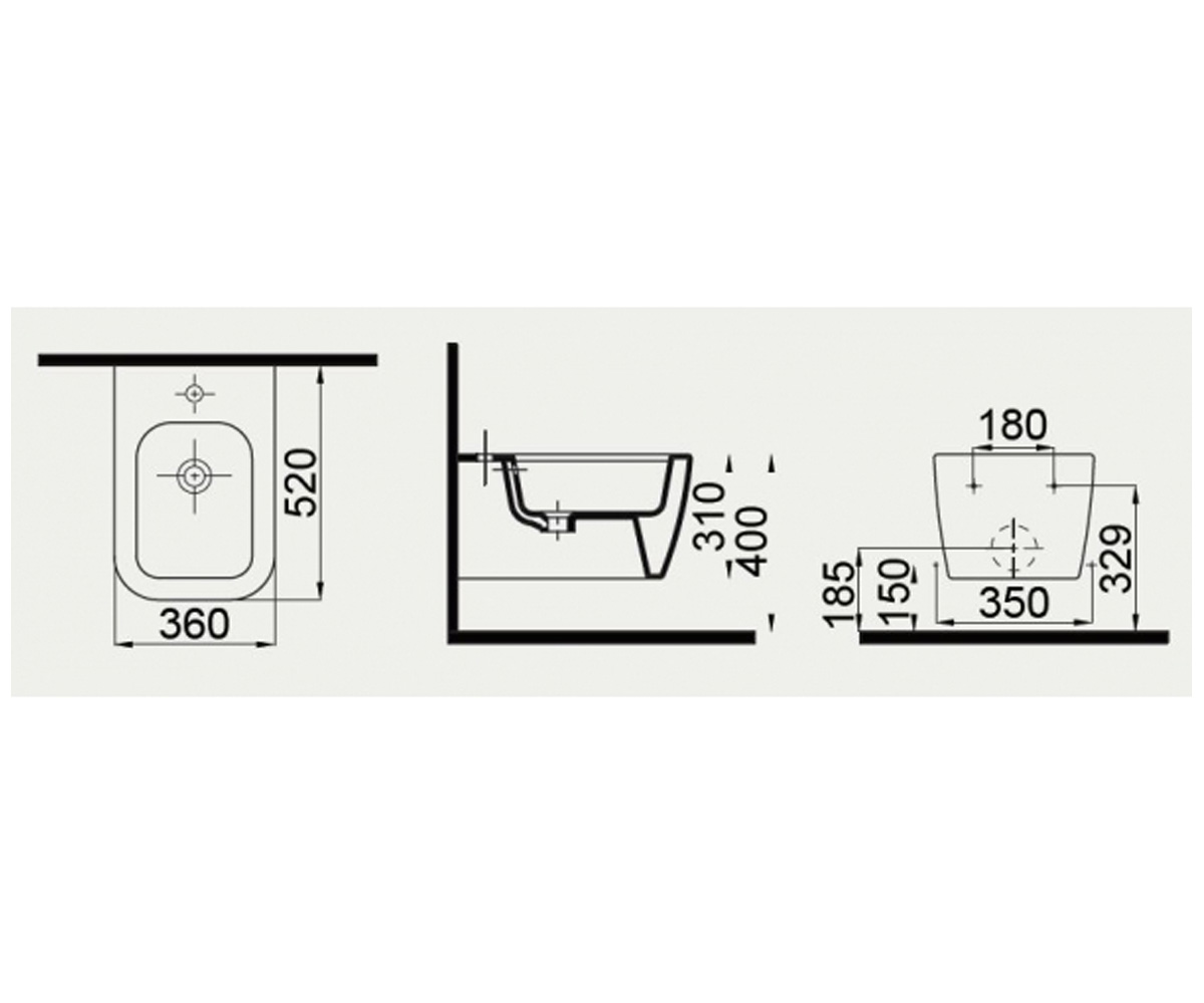 Биде подвесное  HALLEY 3206-2605:Чертеж 