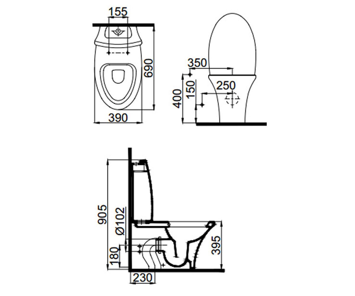 Унитаз компакт  RENA SETK2904-0205-081-1-6200:Чертеж 
