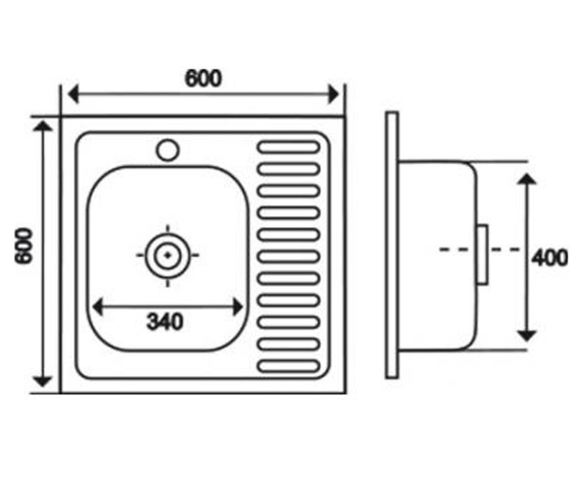 Мойка с крылом  6060-L 0.8 SATIN 180:Чертеж 