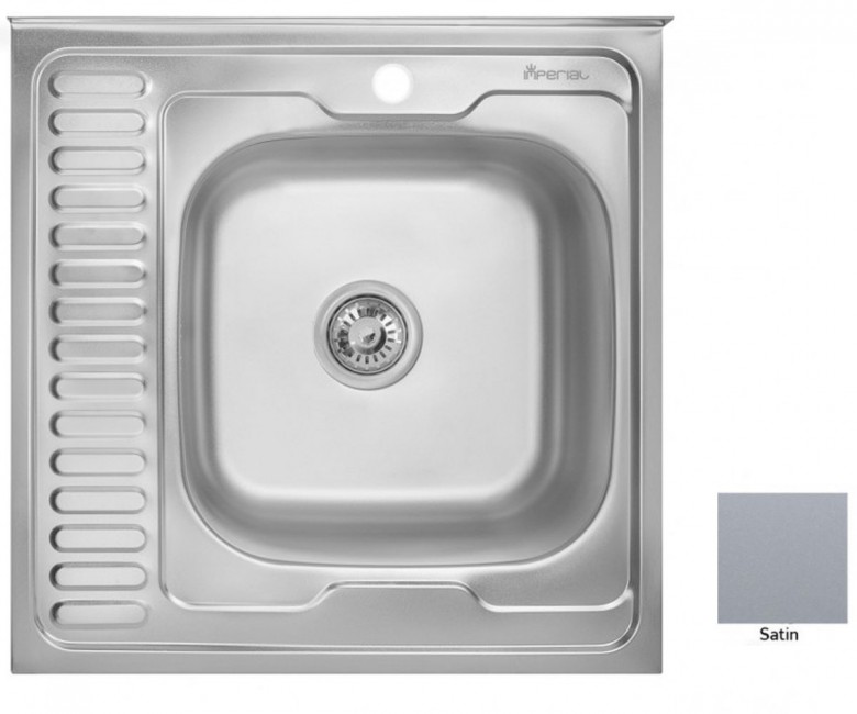 Кухонна накладна мийка   IMPERIAL  6060-R 0.6 SATIN 160 6060-R 0.6 SATIN 160