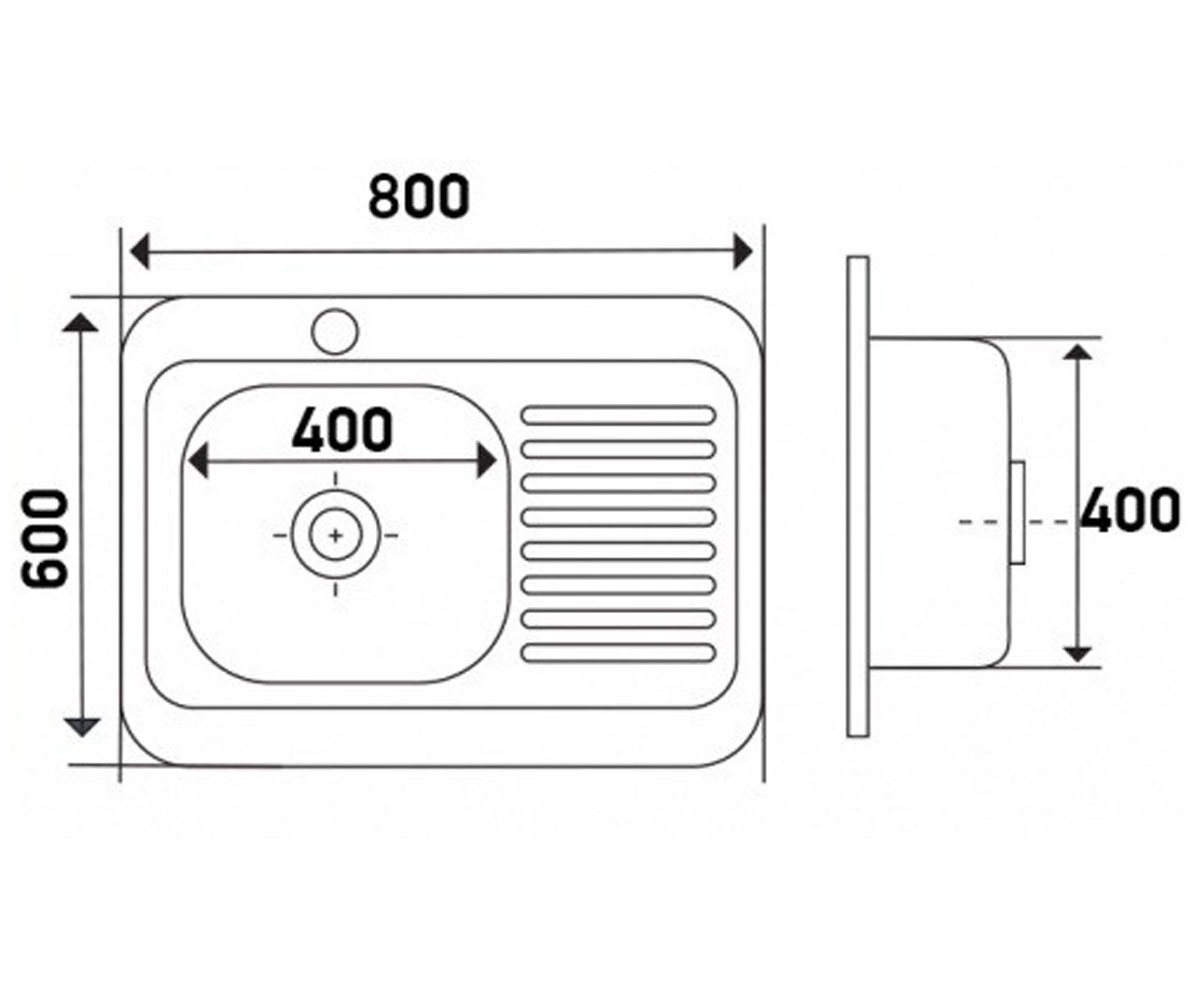 Кухонная мойка  6080-L 0.6 DECOR 160:Чертеж 