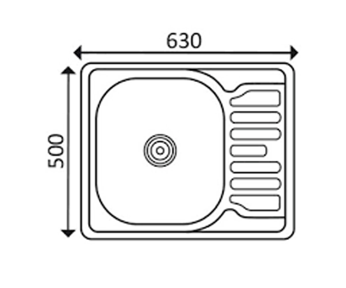 Врезная мойка  6350 0.8 DECOR 180:Чертеж 