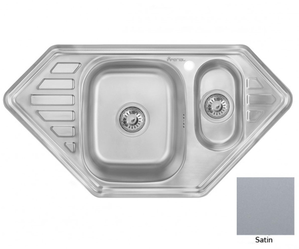 Кухонна мийка трапеція IMPERIAL  9550-C 0.8 SATIN 2X 180 9550-C 0.8 SATIN 2X 180