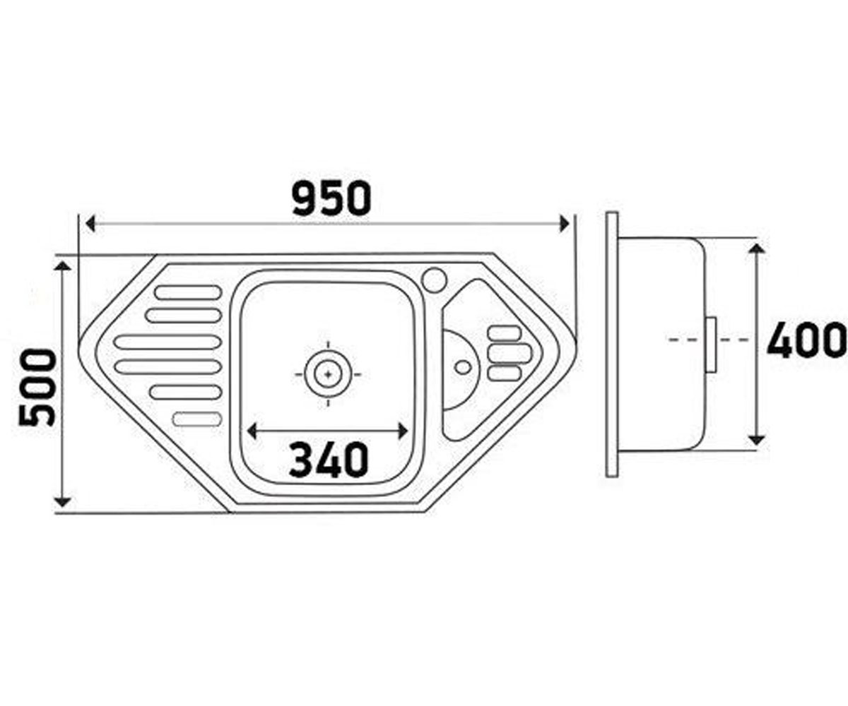 Кухонная мойка  9550-D 0.8 SATIN 180:Чертеж 