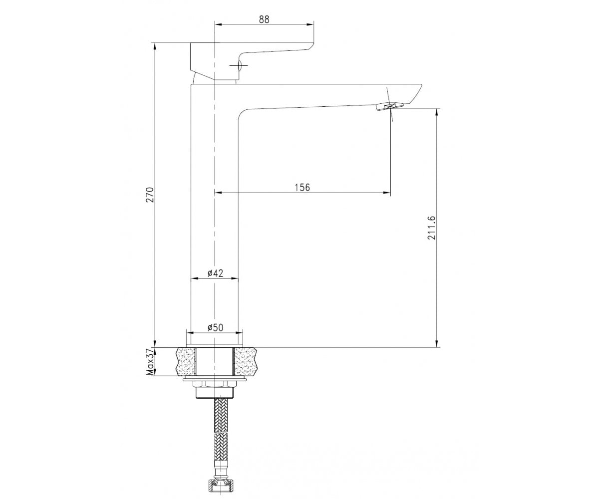 Кран на умывальник  BRECLAV 05245WH:Чертеж 