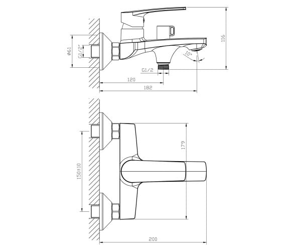 Смеситель для ванны  KAMPA 10285:Чертеж 