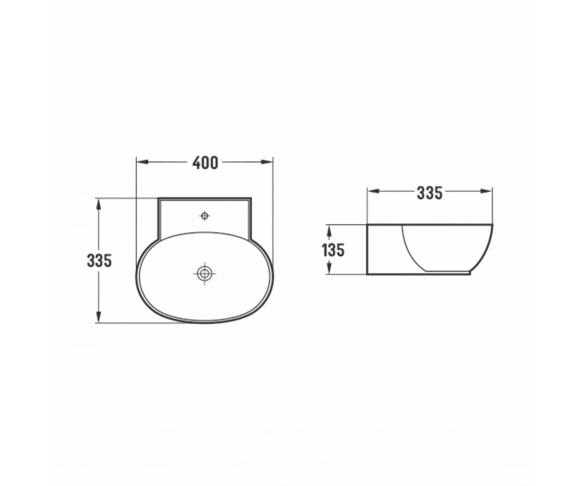 I-LOD умывальник подвесной 40*33,5*13,5см с отверстием под смеситель  C06010703-40:Чертеж 