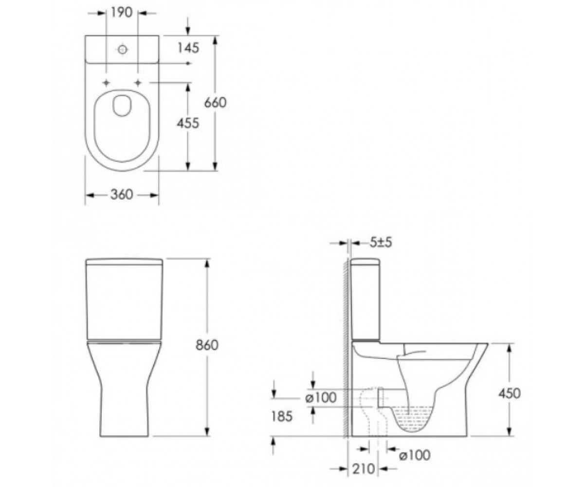 Унитаз компакт  LEDNICE C06207900:Чертеж 