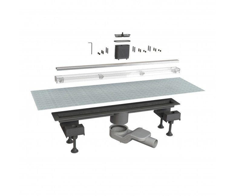 Сходи I-Flow C line 600мм, з решіткою під плиткою, хром IMPRESE  D12860001C D12860001C
