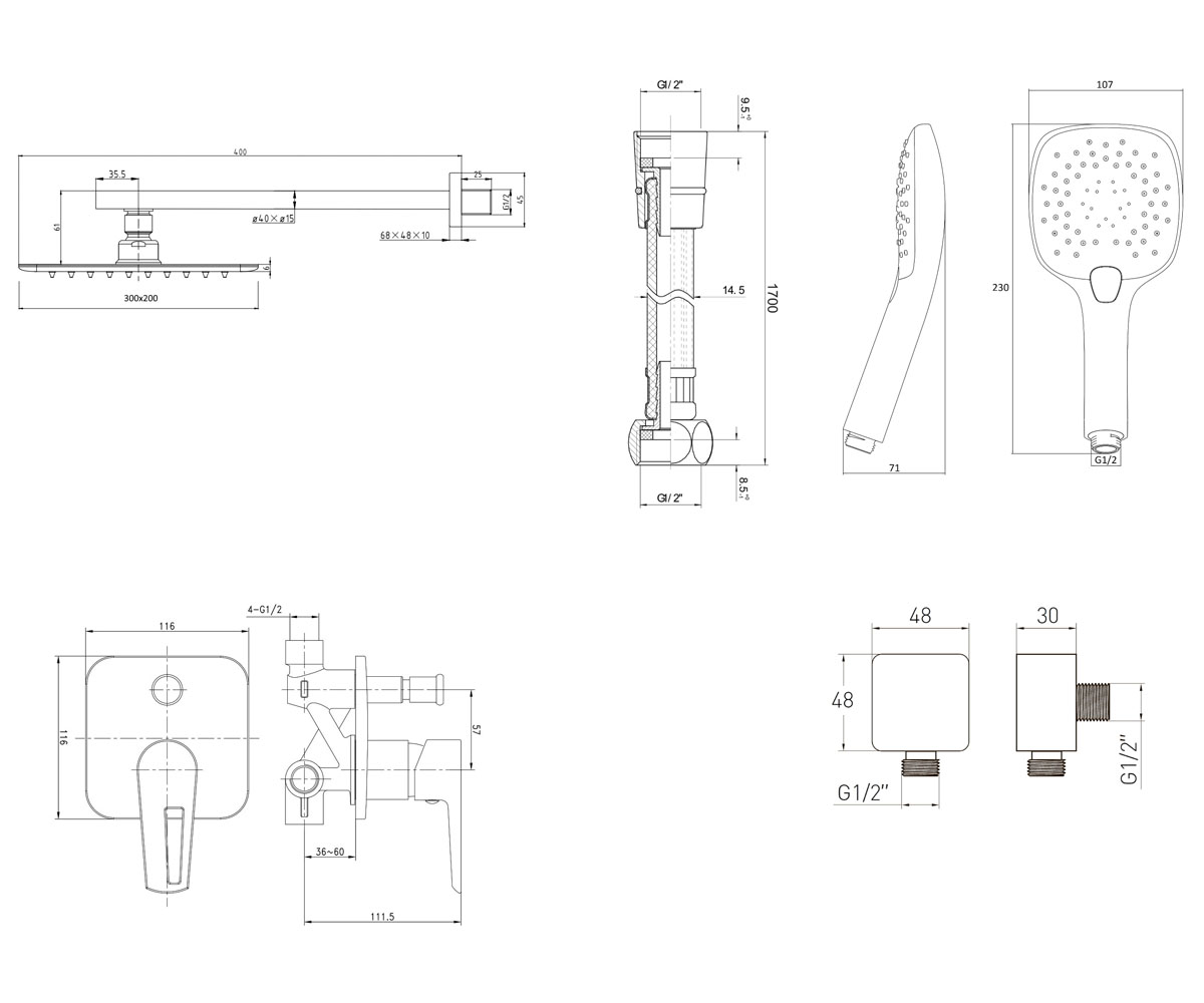 Система скрытого монтажа  BRECLAV F03001501SQ:Чертеж 