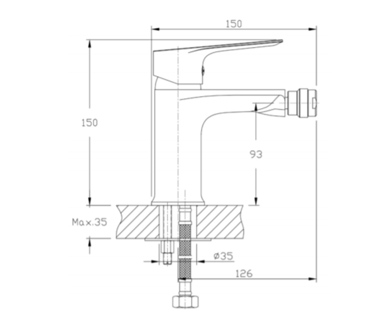 Смеситель для биде  VITE F03107401AA:Чертеж 