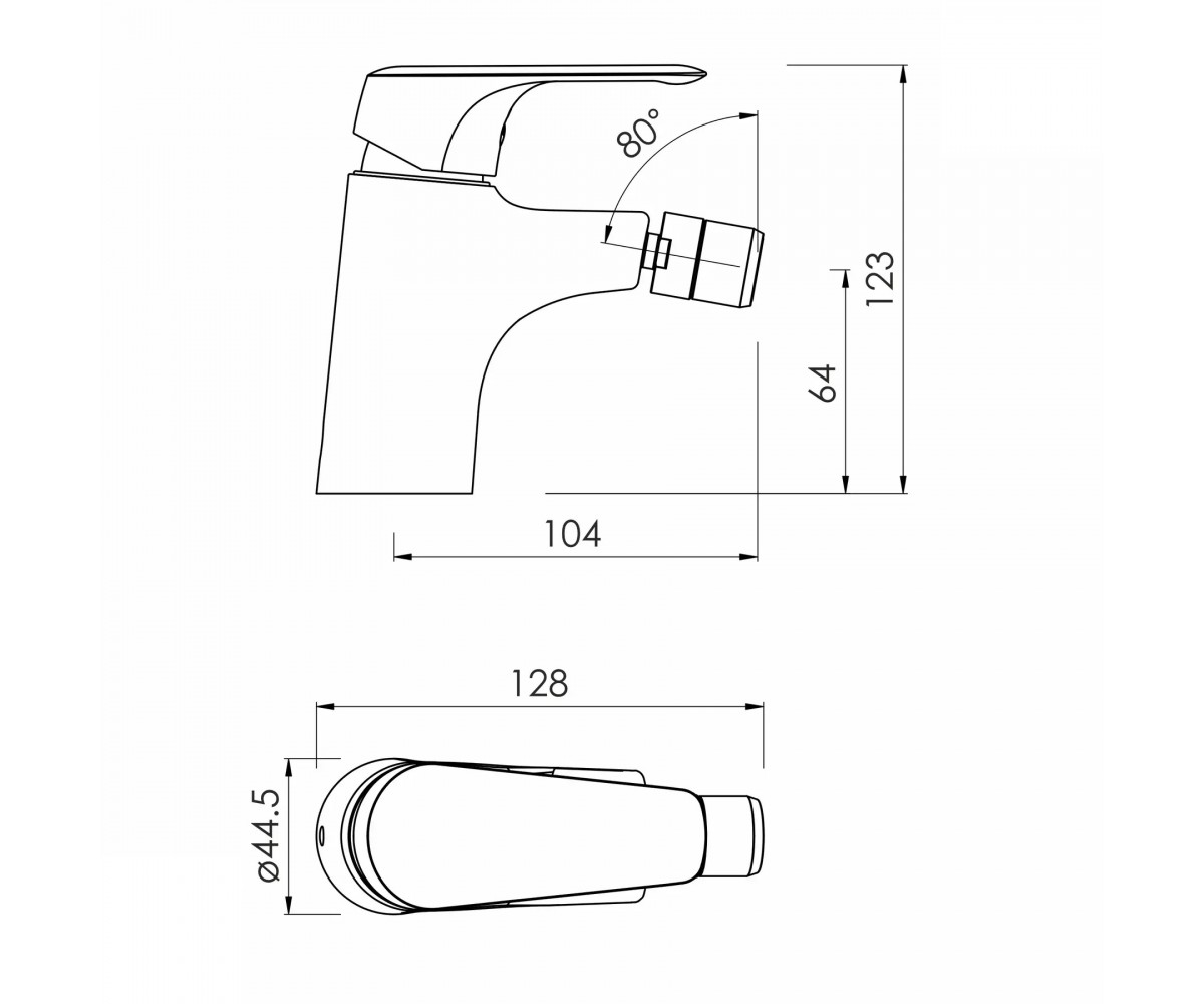Смеситель для биде  ORLIK F03109401CA:Чертеж 