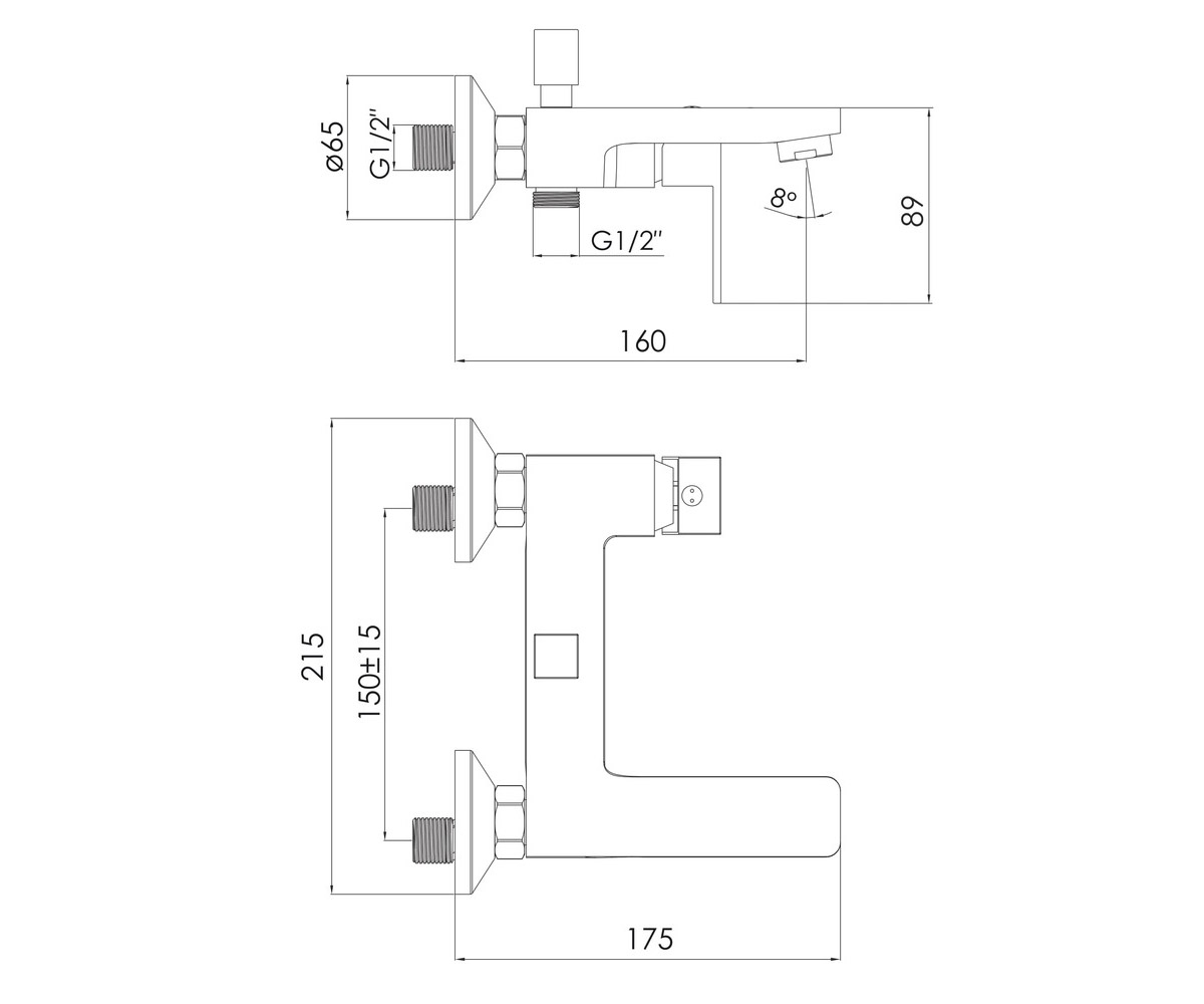 Смеситель для ванны  KARLOV F03207601AA:Чертеж 