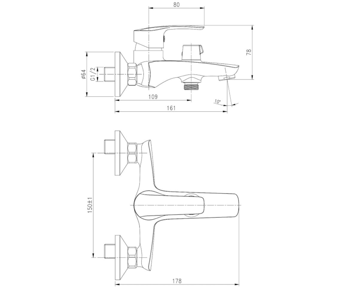 Смеситель для ванны  FLORENC F03208401AA:Чертеж 