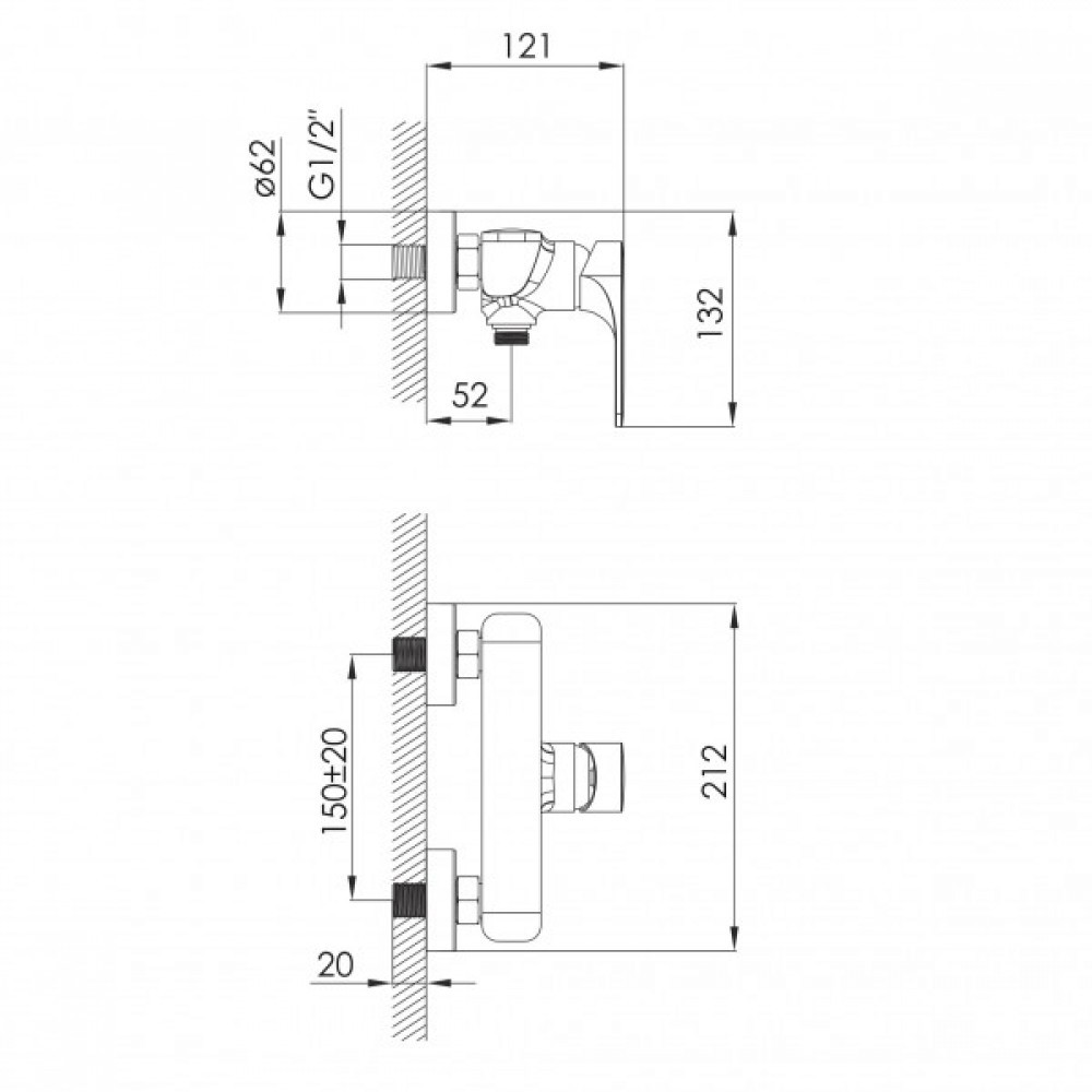 Смеситель без душевого гарнитура  LEDNICE F03307901BA:Чертеж 