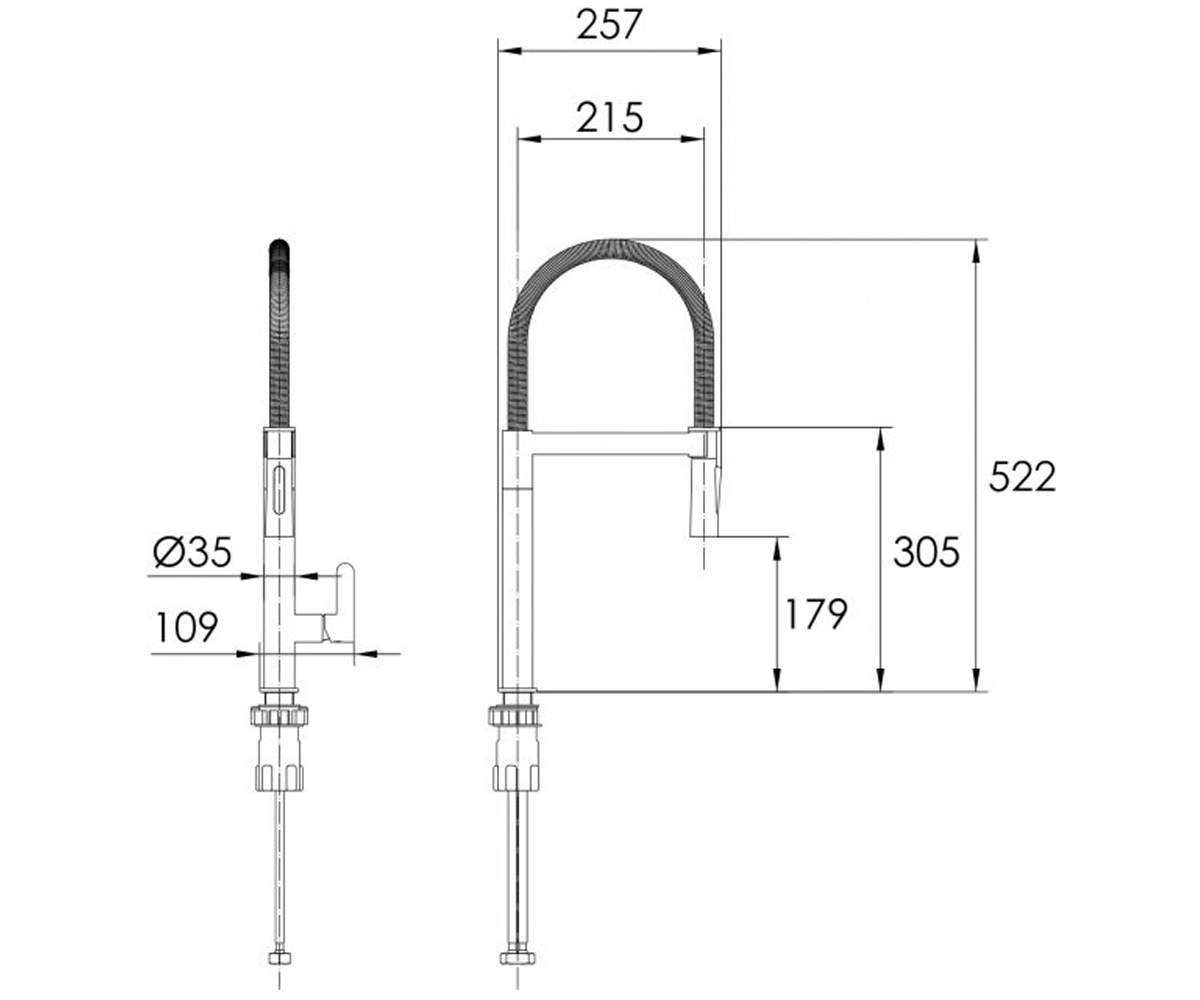 Кухонный смеситель  PIVOT SS F03408501SB:Чертеж 