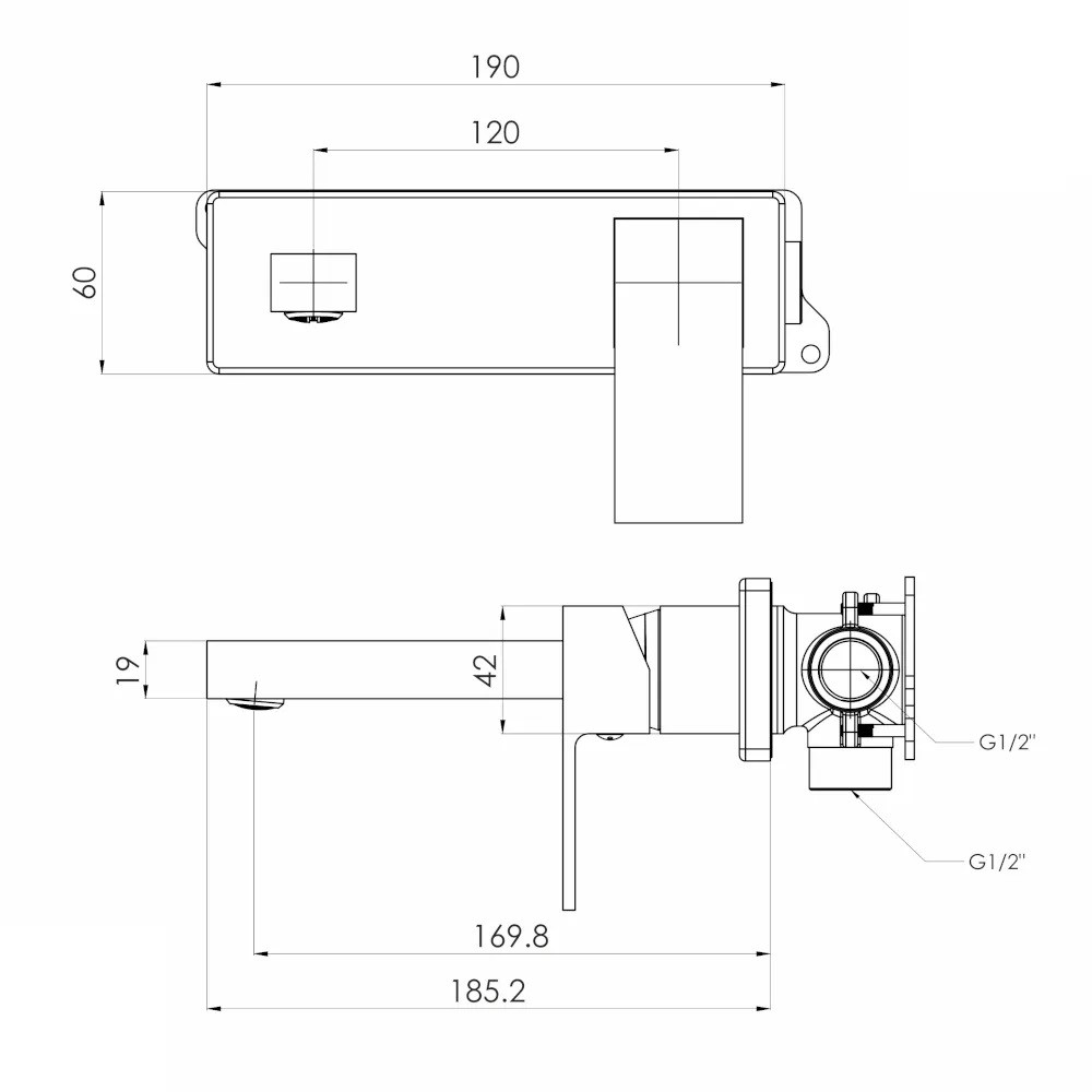 Настенный однорычажный смеситель  KARLOV F03507610AC:Чертеж 