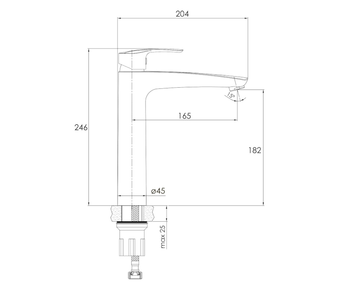 Высокий смеситель  FLORENC F03508401AB:Чертеж 