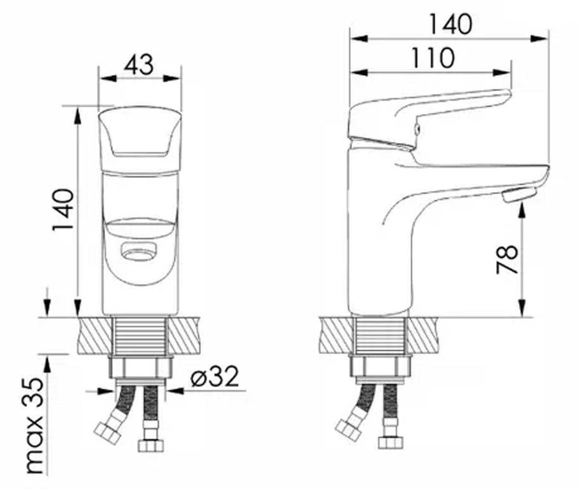 Однорычажный смеситель  KRASA F03508601AA:Чертеж 