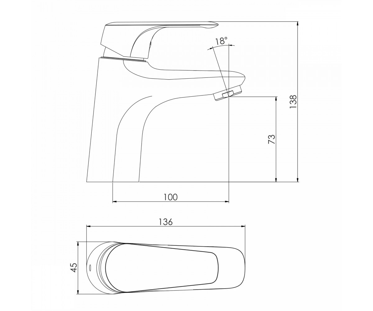 Однорычажный смеситель на раковину  ORLIK F03509401CA:Чертеж 
