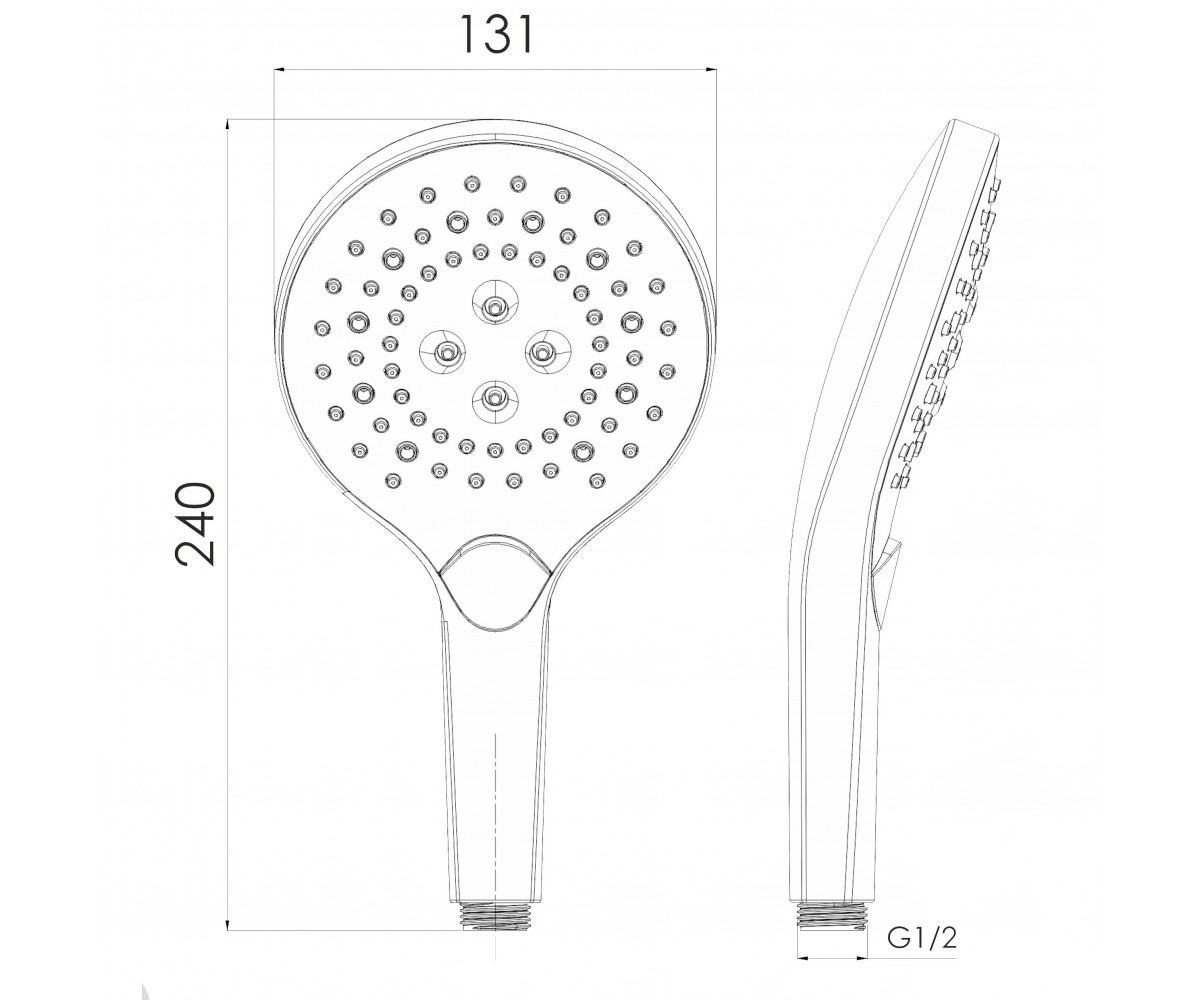 Душевая лейка с кнопкой  SPR370 F03600101DR:Чертеж 