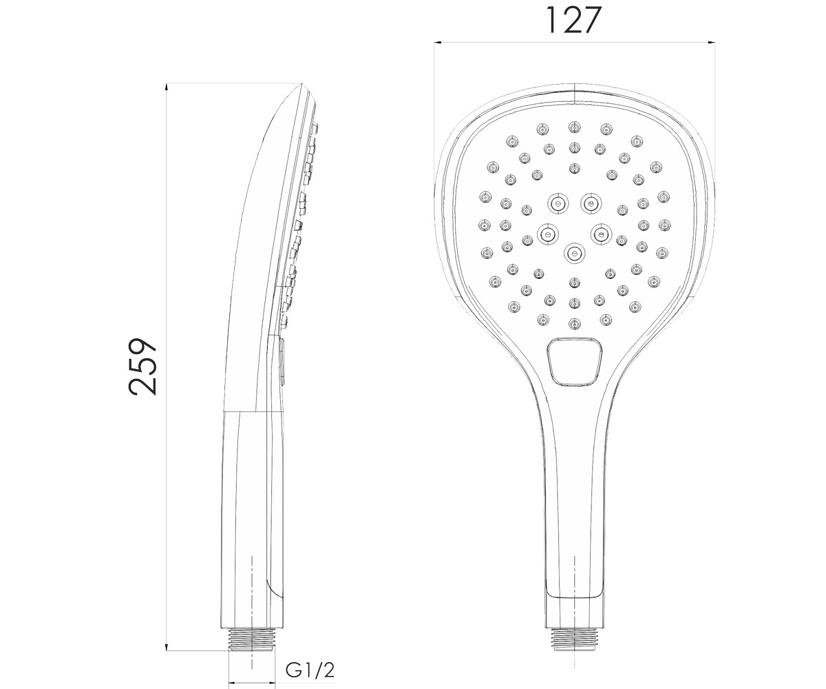 Душевая лейка на 3 режима  SPR255 F03600101LT:Чертеж 