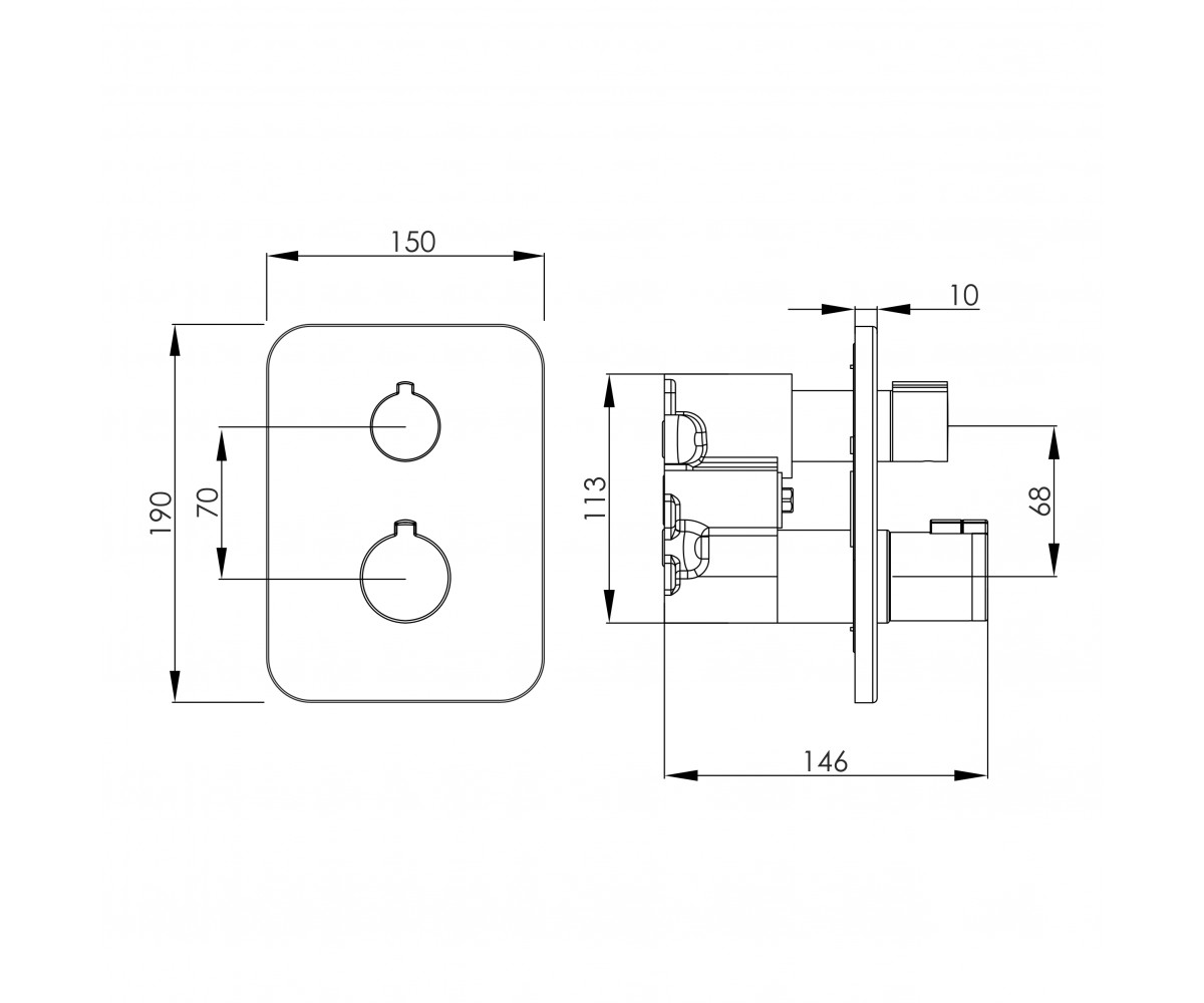 Смеситель скрытого монтажа  BILOVEC F04600910AB:Чертеж 