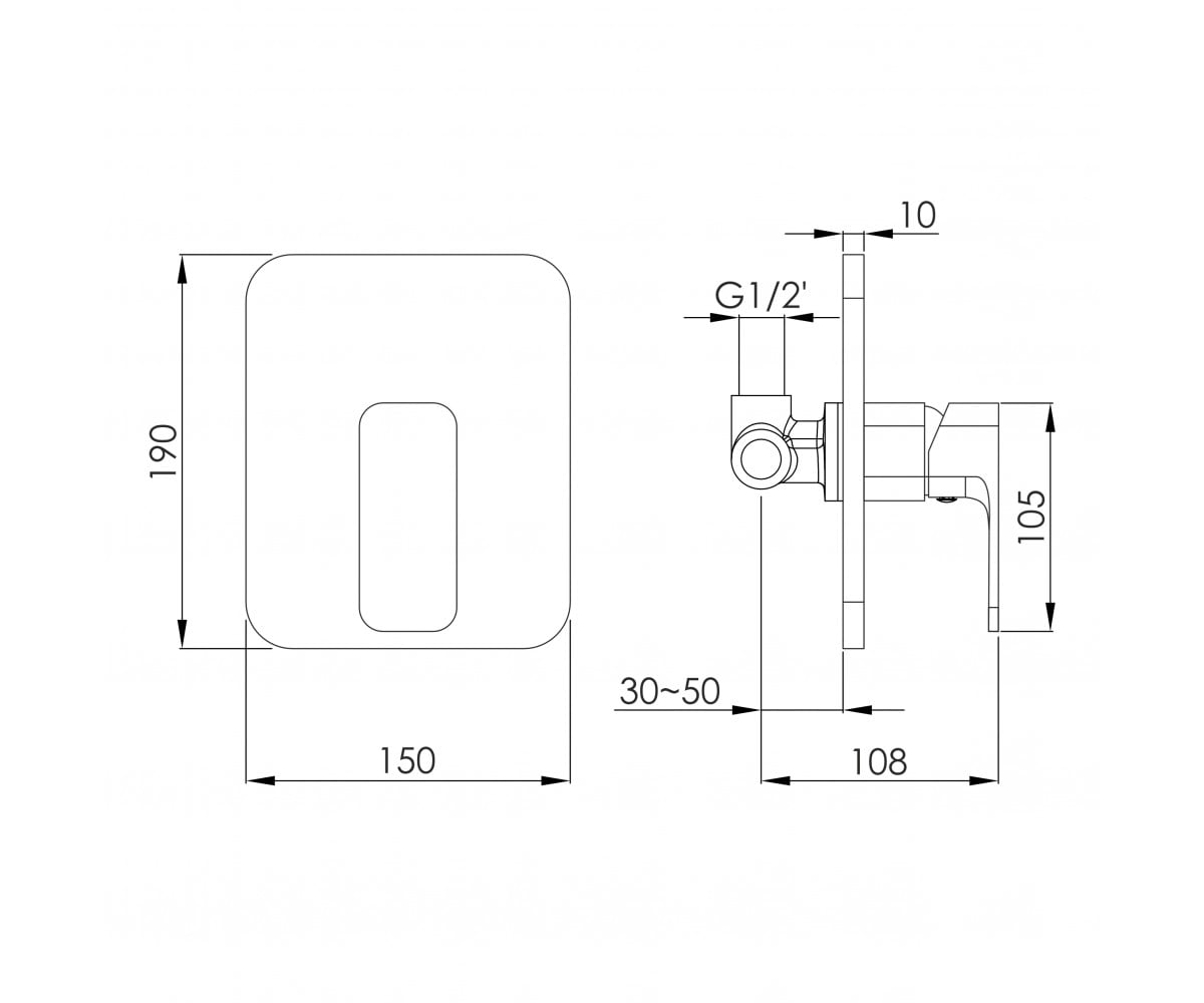 Смеситель скрытого монтажа  BILOVEC F04600910SA:Чертеж 