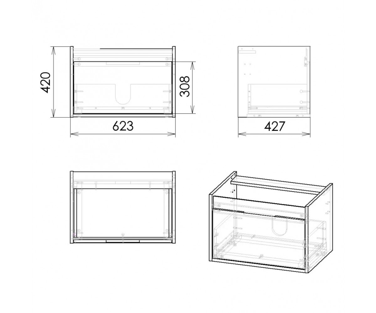 Тумба с раковиной  LABE F3204W:Чертеж 