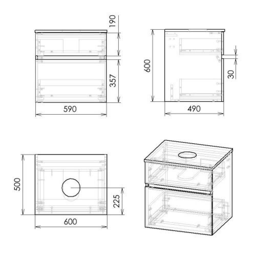 Тумба с выдвижными ящиками  BLATNA F3208DR(1):Чертеж 