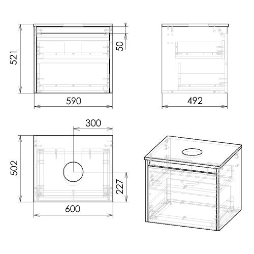 Тумба с выдвижными ящиками  BLATNA F3208W(1):Чертеж 